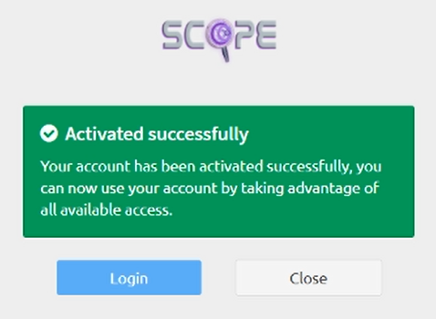 Account successfully created on scope